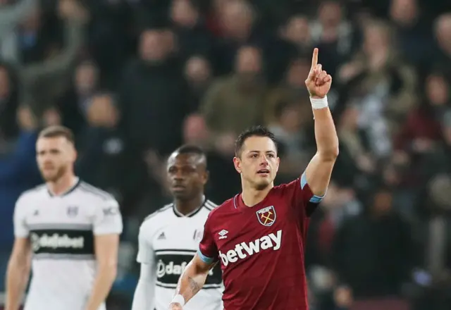 Javier Hernandez celebrates