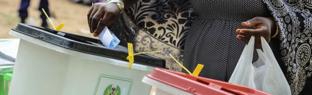 A woman casting her vote in Nigeria in 2015