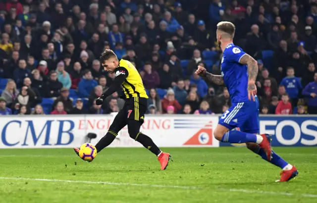 Gerard Deulofeu of Watford scores