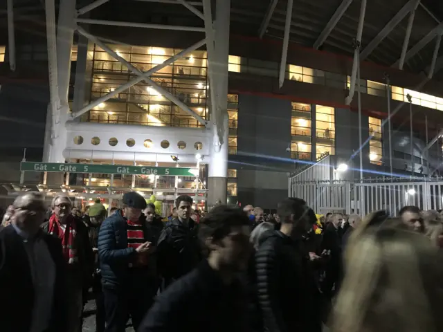 Fans leave the Principality