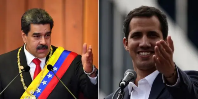 Nicolás Maduro (left) and Juan Guaidó