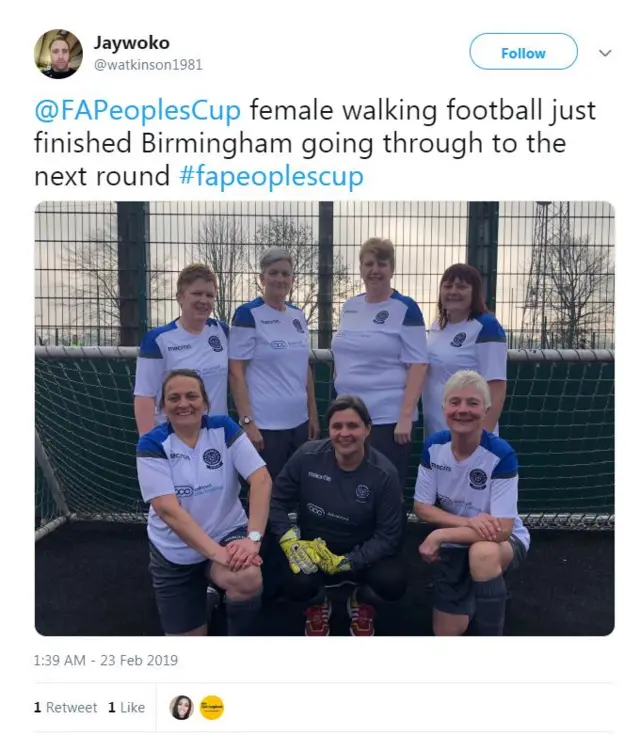 Team photo of a FA People's Cup female walking football team from Birmingham