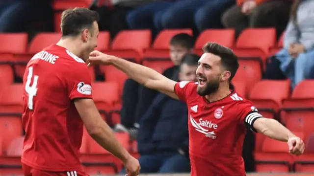 Aberdeen's Andrew Considine and Graeme Shinnie celebrate