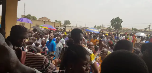 People at the polling station