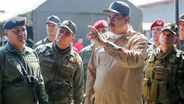 President Maduro has put on a public display of unity with senior military officers