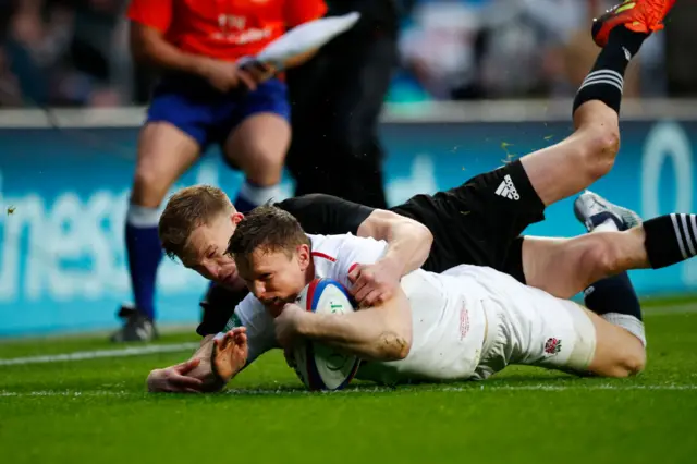 Chris Ashton scores for England