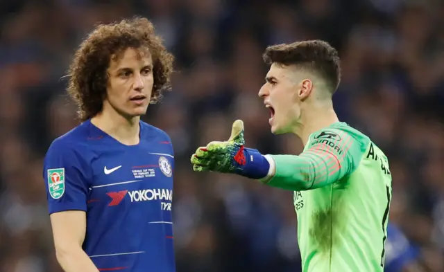 Kepa Arrizabalaga and David Luiz