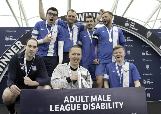 Danby Rovers on the FA People's Cup podium at St George's Park in 2018