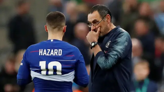 Eden Hazard and Mourizio Sarri