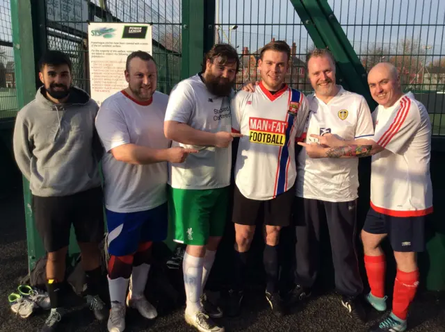 Man v Fat Football team at hte FA People's Cup in Liverpool