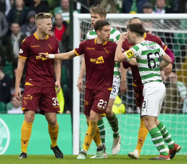 Motherwell and Celtic players