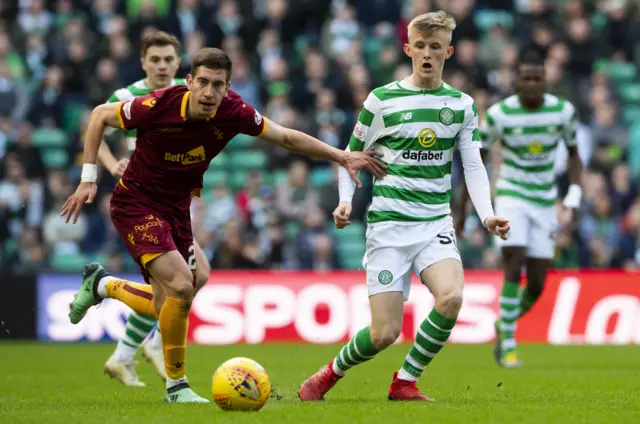 Ewan Henderson playing for Celtic against Motherwell