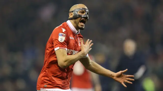 Nottingham Forest's Yohan Benalouane celebrates goal