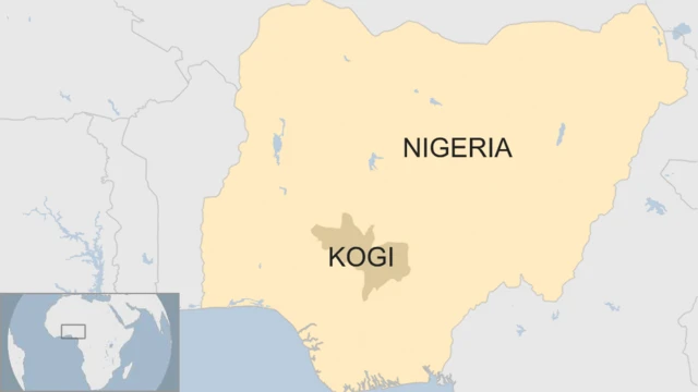 A map showing the location of Kogi State in Nigeria