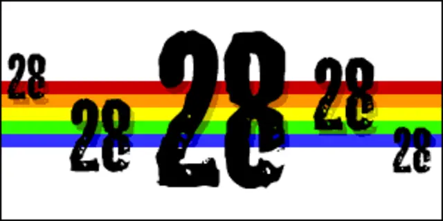 28 with rainbow banner