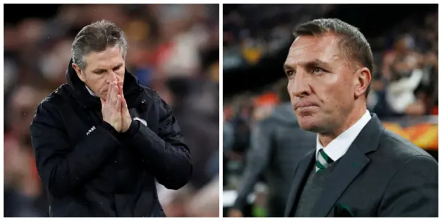 Former Leicester City manager Claude Puel and Brendan Rodgers