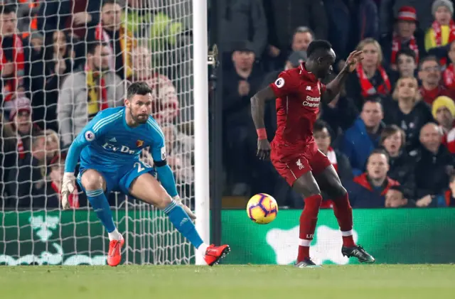 Sadio Mane scores second with a back heel