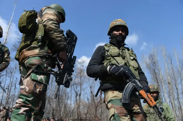 Indian soldiers near Srinagar, Indian-run Kashmir