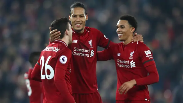 Virgil Van Djik with Trent Alexander-Arnold and Andrew Robertson