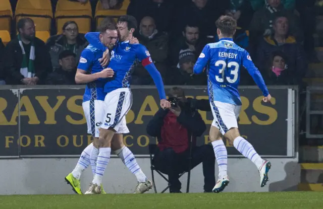 St Johnstone's Chris Kane (left) celebrates his goal to make it 1-0