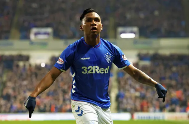 Rangers' Alfredo Morelos celebrates