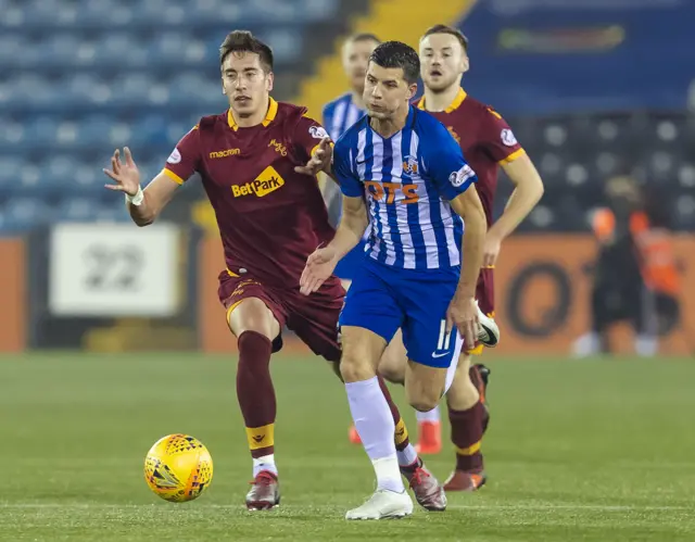 Kilmarnock's Jordan Jones competes with Alex Rodriguez-Gorrin