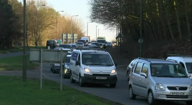 Cars on a busy road