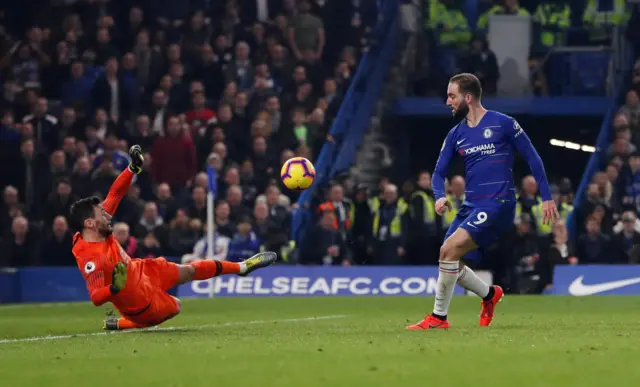 Gonzalo Higuain scores a disallowed goal