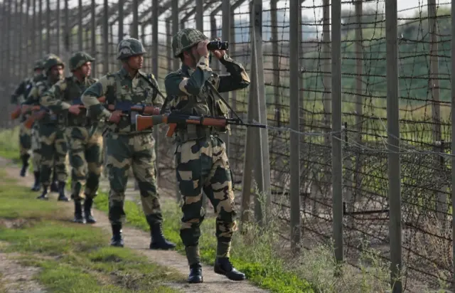 India's Border Security Force patrol along the border with Pakistan. File photo