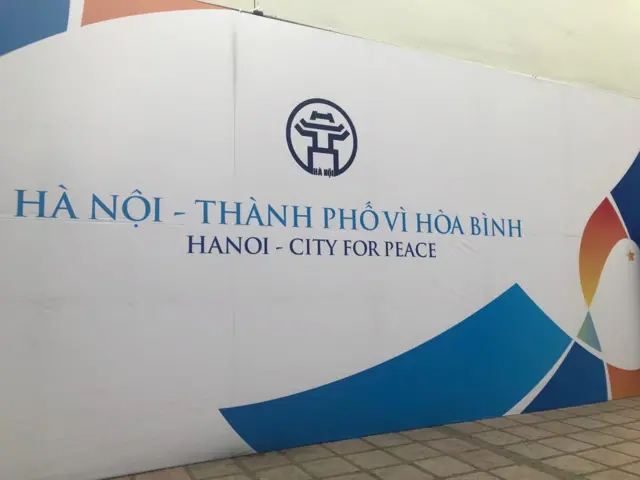 Banner in Hanoi saying 'City for peace'