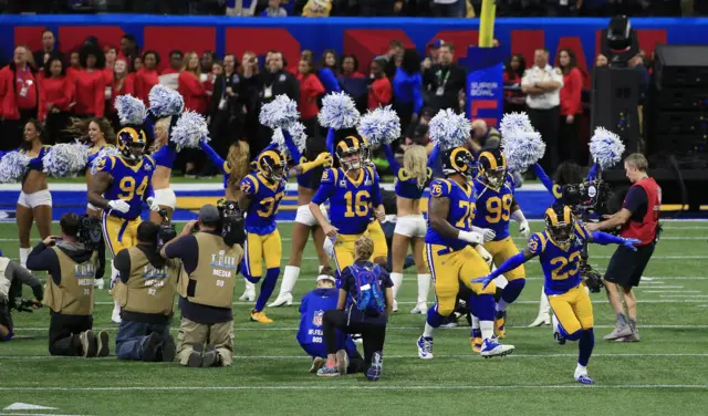 LA Rams take to the field at Super Bowl 53