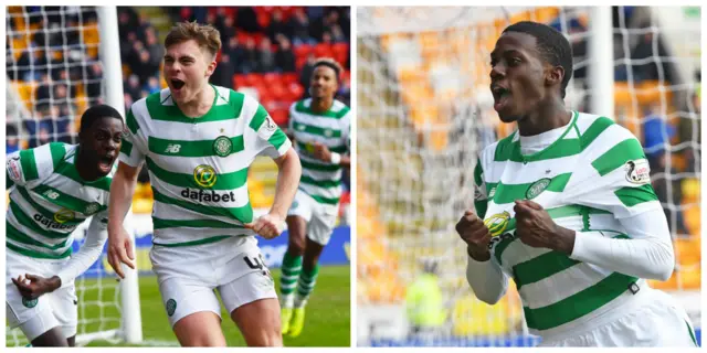 Celtic's goalscorers James Forrest and Timothy Weah