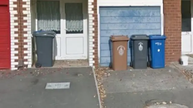 Bins on a street in Lichfield