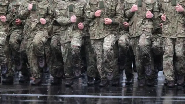 Soldiers marching