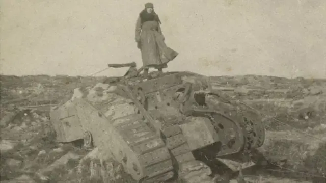 Woman on tank