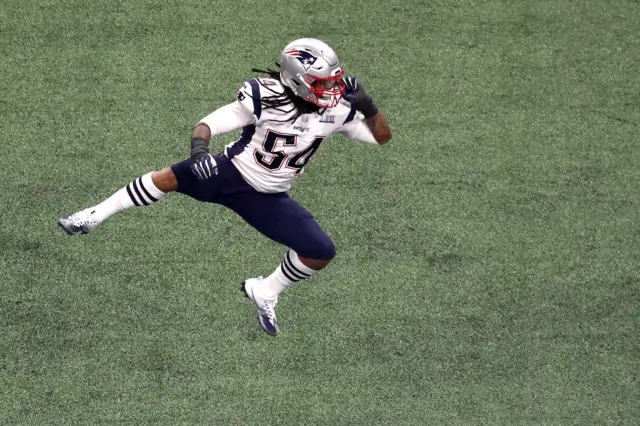 Dont"a Hightower celebrates his sack for New England Patriots