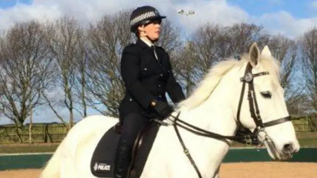 A woman riding on Oakwell