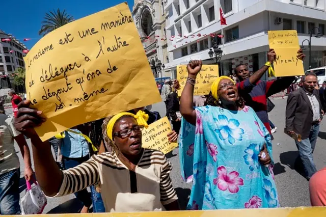 A group of Tunisians protesting against racism (2014)