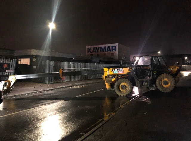 Telehandler in the road