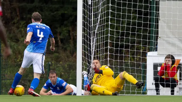 Blair Alston opened the scoring when St Johnstone won 2-1 at Hope Stadium on 1 Setember