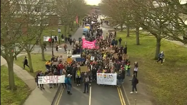 Protesters today