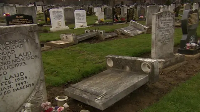 Headstones at the cemetery