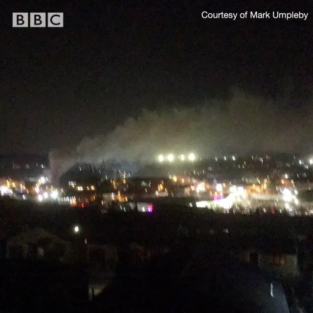 Smoke over Batley after gas explosion