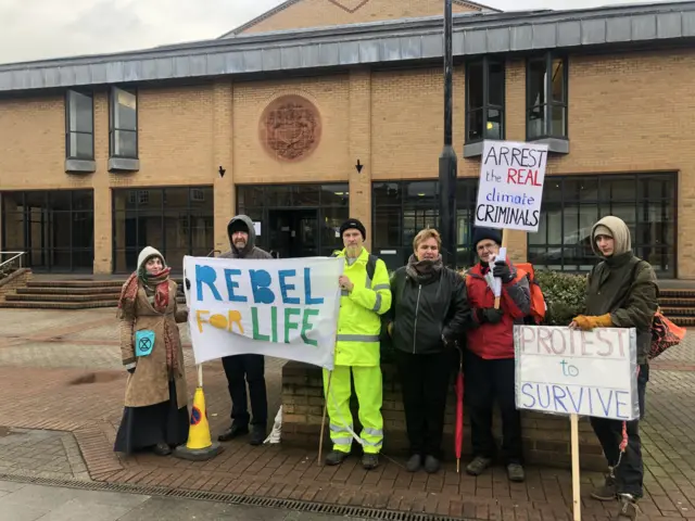 protestors outside lincoln magistrates court