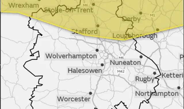 Area covered by the weather warning