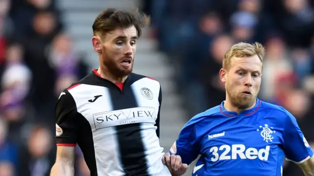 St Mirren midfielder Greg Tansey and Rangers' Scott Arfield