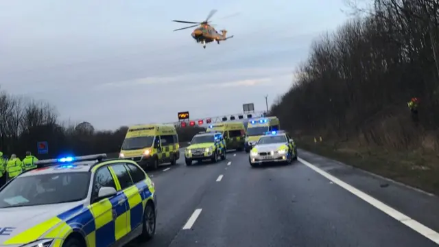 An air ambulance landing