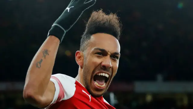 Pierre-Emerick Aubameyang celebrates scoring