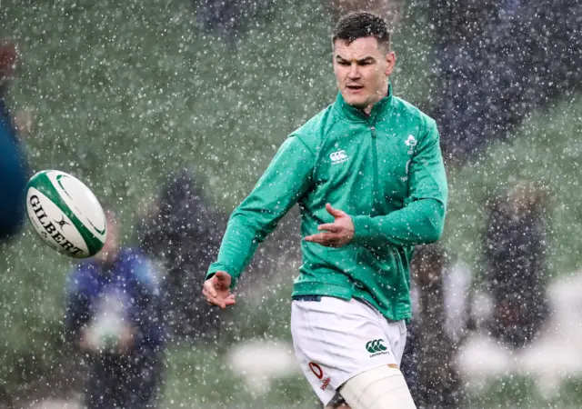 Johnny Sexton during warm up at The Aviva Stadium