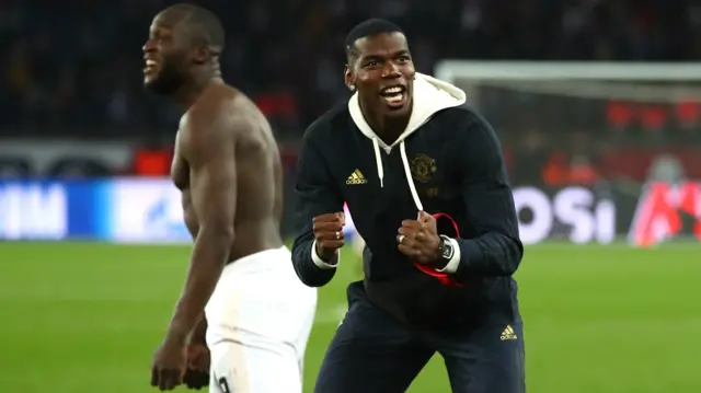 Paul Pogba celebrates in Paris